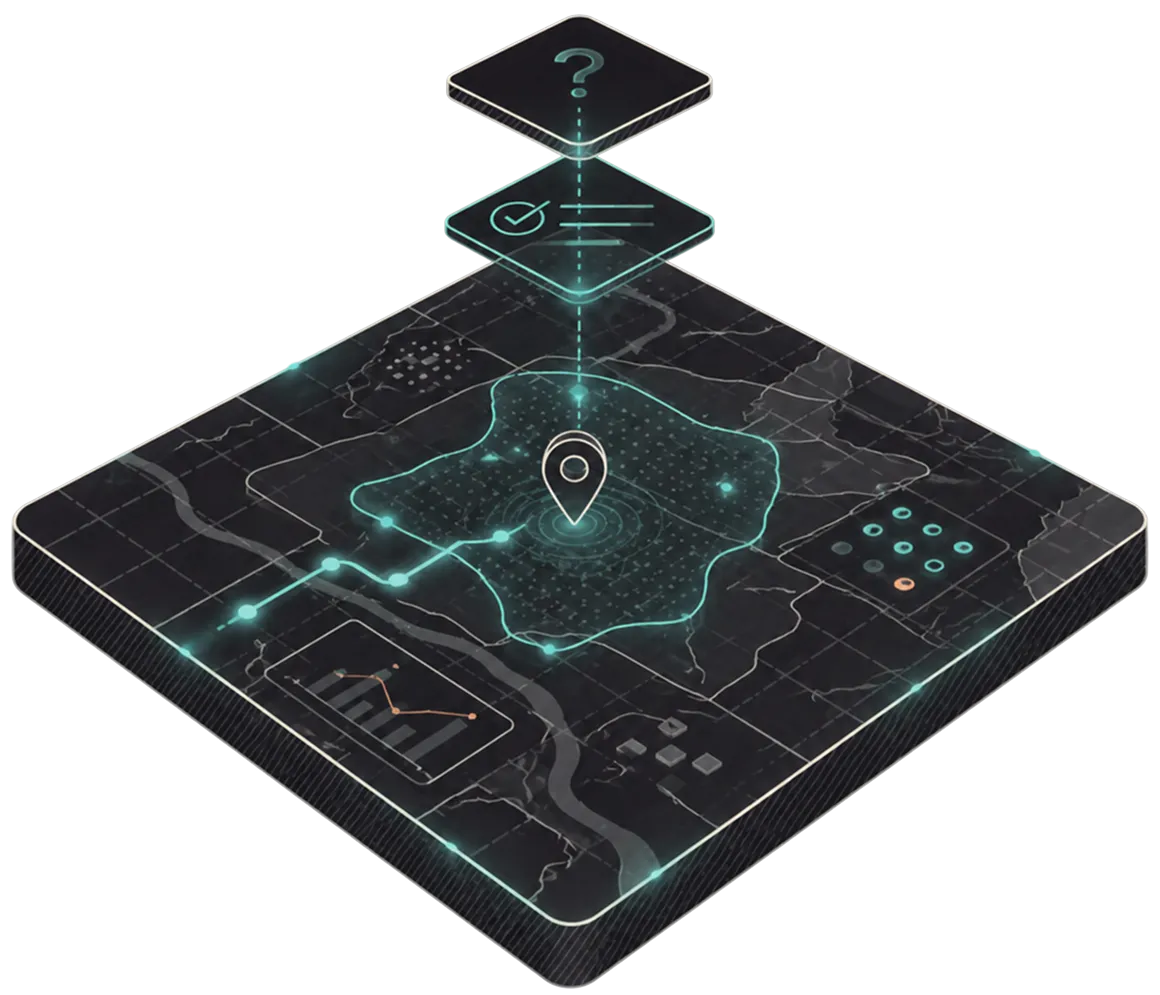Curated answer rendered directly on a live map